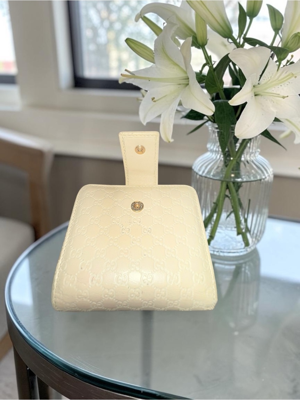 Gucci Cream Guccissima Leather GG-Embossed Wallet with Tab Closure & Care Cards - Picture 4 of 13